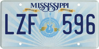 MS license plate LZF596