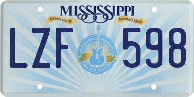 MS license plate LZF598