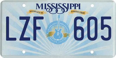 MS license plate LZF605