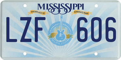 MS license plate LZF606