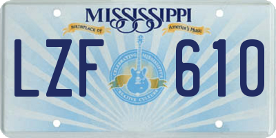 MS license plate LZF610