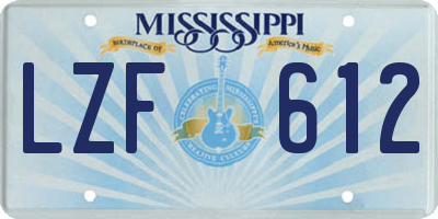 MS license plate LZF612