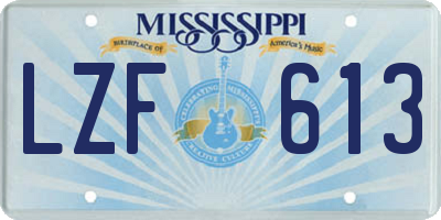 MS license plate LZF613