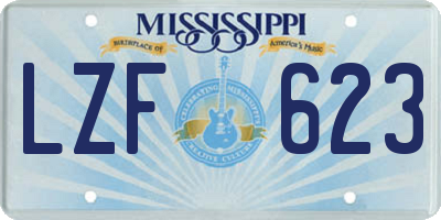 MS license plate LZF623