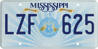 MS license plate LZF625