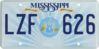 MS license plate LZF626