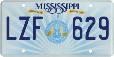 MS license plate LZF629