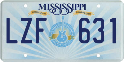 MS license plate LZF631