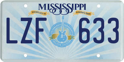 MS license plate LZF633