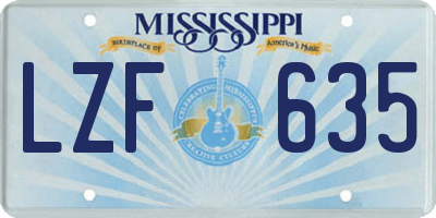 MS license plate LZF635