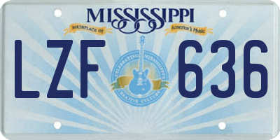 MS license plate LZF636