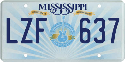 MS license plate LZF637