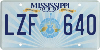 MS license plate LZF640