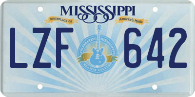MS license plate LZF642