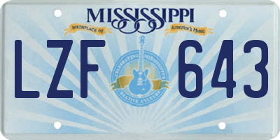 MS license plate LZF643