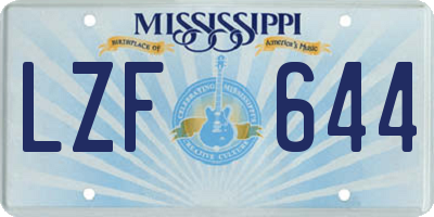 MS license plate LZF644