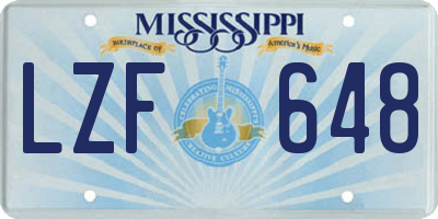 MS license plate LZF648