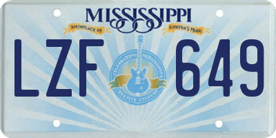 MS license plate LZF649