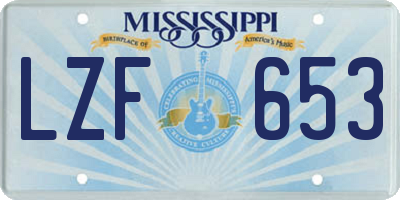 MS license plate LZF653