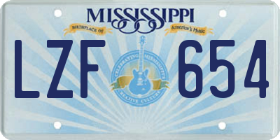 MS license plate LZF654