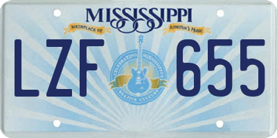 MS license plate LZF655