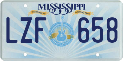 MS license plate LZF658