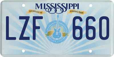 MS license plate LZF660