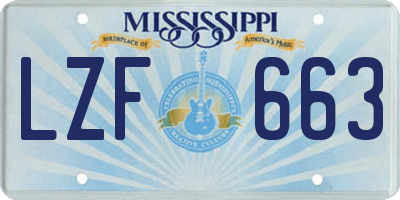 MS license plate LZF663
