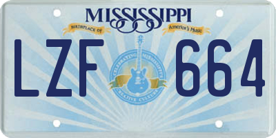 MS license plate LZF664