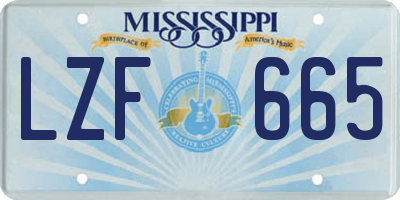 MS license plate LZF665