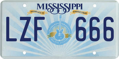 MS license plate LZF666