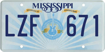 MS license plate LZF671