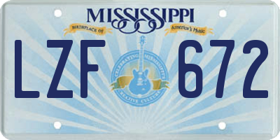 MS license plate LZF672