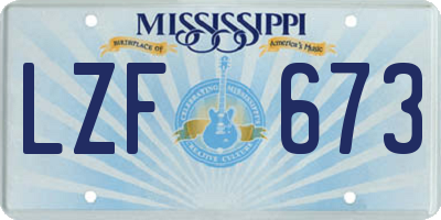 MS license plate LZF673