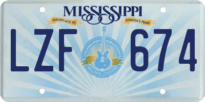 MS license plate LZF674