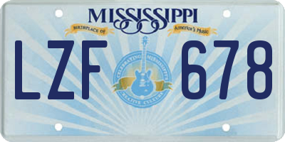 MS license plate LZF678