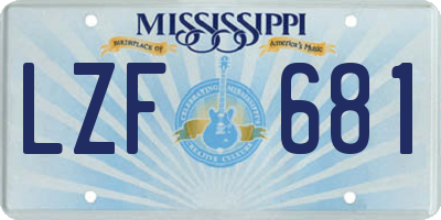 MS license plate LZF681