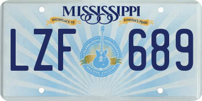 MS license plate LZF689