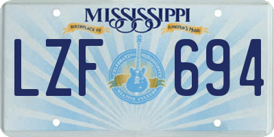 MS license plate LZF694