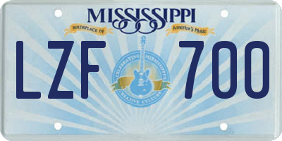 MS license plate LZF700