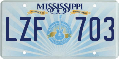 MS license plate LZF703