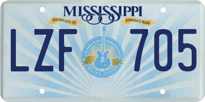 MS license plate LZF705