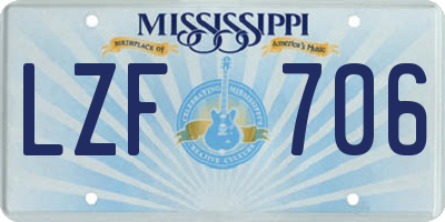MS license plate LZF706