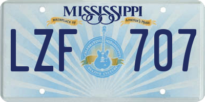 MS license plate LZF707