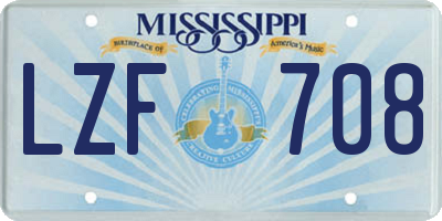 MS license plate LZF708