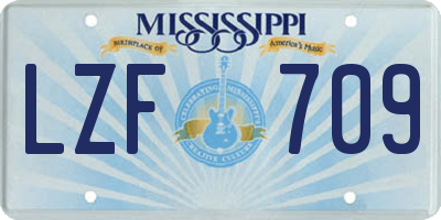 MS license plate LZF709