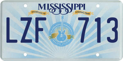 MS license plate LZF713