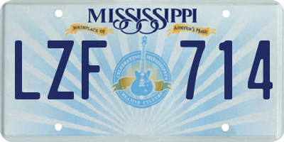 MS license plate LZF714