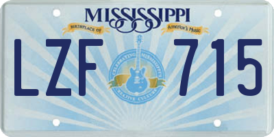 MS license plate LZF715