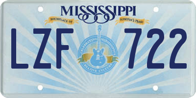 MS license plate LZF722